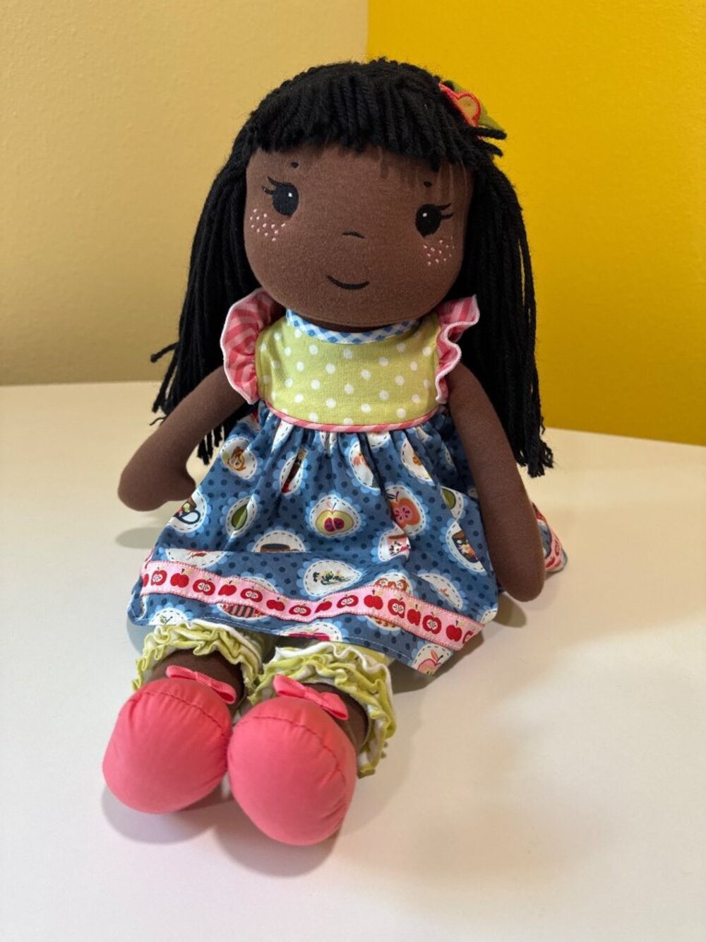 Matilda Jane Ruby Doll With Polka Dot Dress Striped Leggings & Bow Shoes Soft Ya